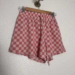 Pretty Garage Pink Check Pull On Shorts‎